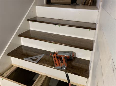 When installing stairs, install the riser first, and then the tread. . Labor cost to install stair treads